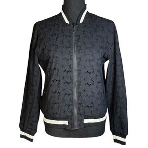 Blank NYC Reversible Black Bomber Jacket‎ Eyelet Lace Sz S Streetwear Sleek $148